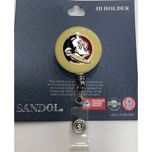 Florida State Seminoles Logo Gold Retractable Work ID Badge Reel Holder. NCAA